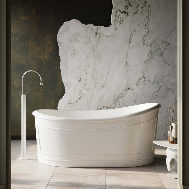 BelBagno Ritz Freestanding Solid Surface Bath 1676mm Matt White Bath BelBagno