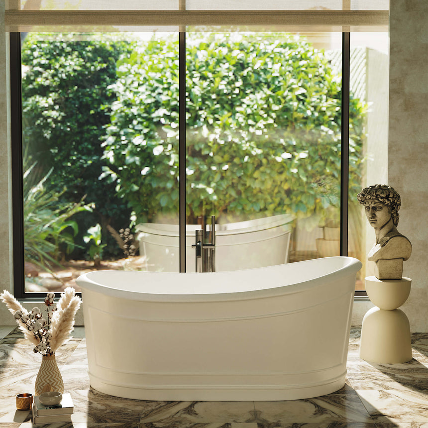 BelBagno Ritz Freestanding Solid Surface Bath 1676mm Matt White Bath BelBagno