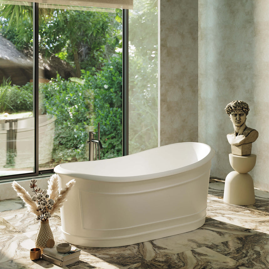 BelBagno Ritz Freestanding Solid Surface Bath 1676mm Matt White Bath BelBagno