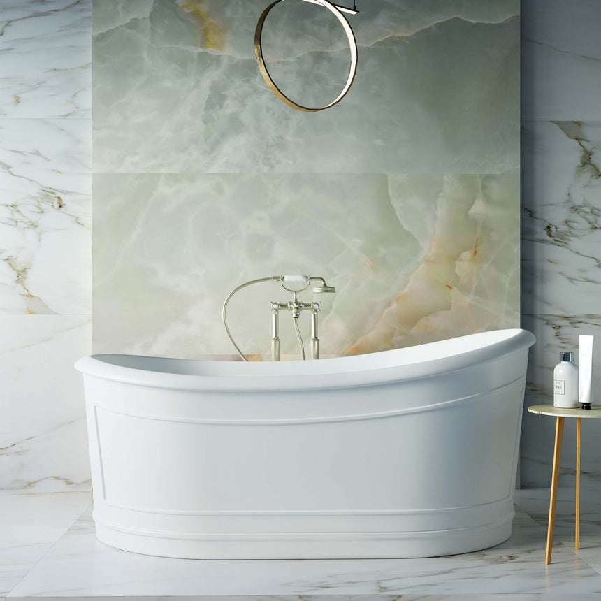 BelBagno Ritz Freestanding Solid Surface Bath 1676mm Matt White Bath BelBagno