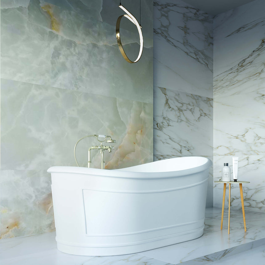 BelBagno Ritz Freestanding Solid Surface Bath 1676mm Matt White Bath BelBagno