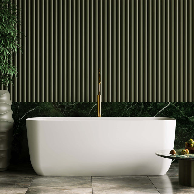 BelBagno Terriccio Freestanding/Back to Wall Acrylic Bath 1500mm Matt White Bath BelBagno