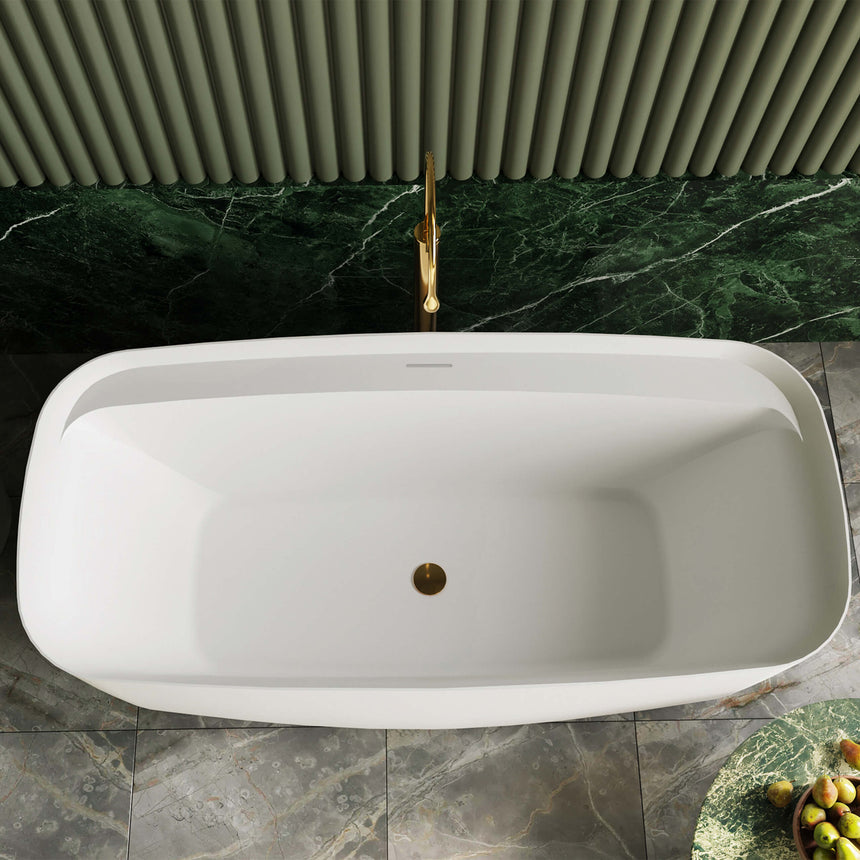 BelBagno Terriccio Freestanding/Back to Wall Acrylic Bath 1500mm Matt White Bath BelBagno
