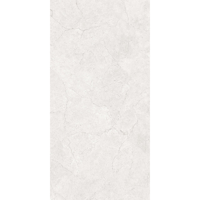 Crema Marfil 1200x600mm matt bianco marble-look porcelain tile by Tilemall with grey linear veining