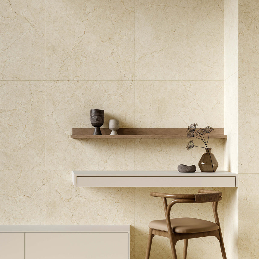 Crema Marfil 600x600 Matt Ivoy Marble Look Tiles Tilemall