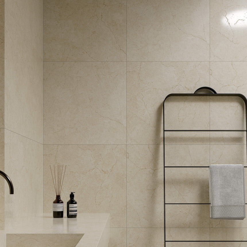 Crema Marfil 600x600 Silk Tec Ivoy Marble Look Tiles Tilemall