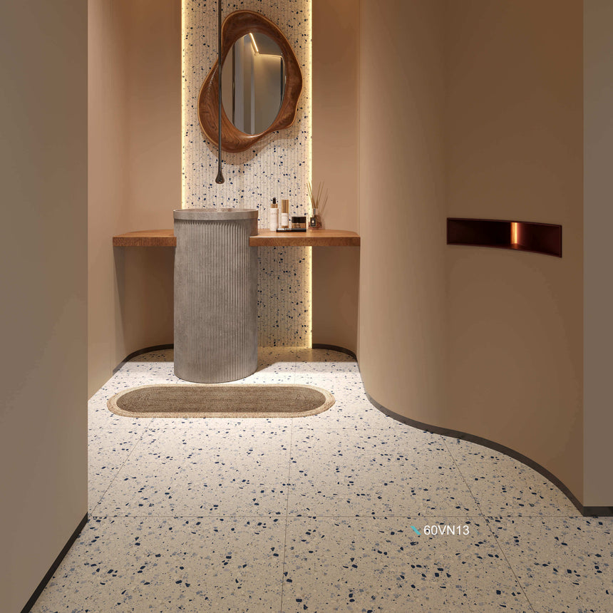 Laguna 600x600 Matt Blue Terrazzo Look Tiles Tilemall