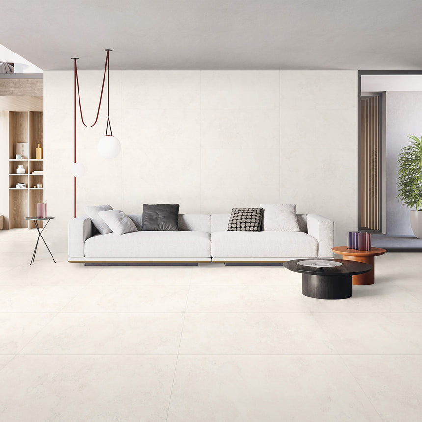 Core 600x600 Matt White Concrete Look Tiles Tilemall