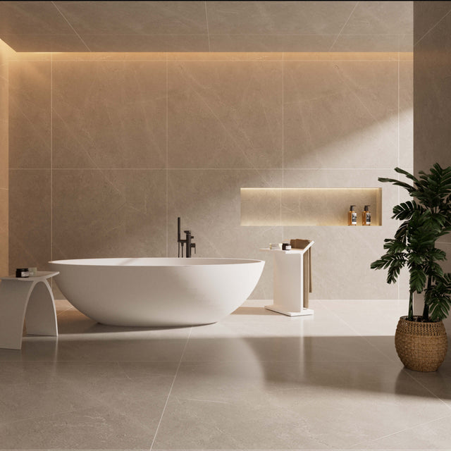 Kirra Solid Surface Stone Bath Overflow 1760mm Matt White