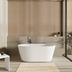 Agena Acylic Freestanding bath None Overflow 1350mm Gloss White