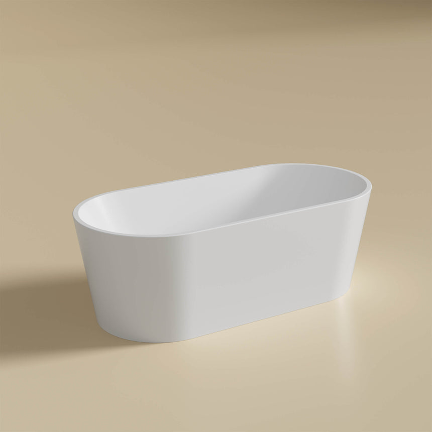 Agena gloss white acrylic Lukka freestanding bath by Tilemall, 1700mm, front-facing view