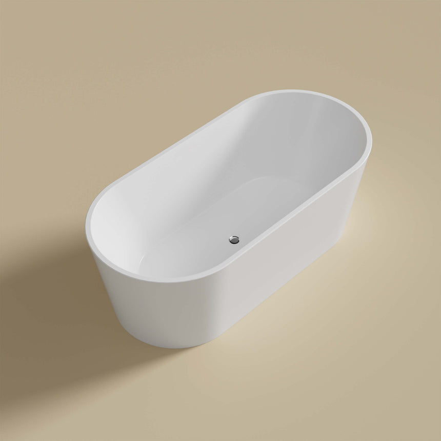 Lukka Freestanding bath agena 1700mm freestanding acrylic bathtub by Tilemall in gloss white with overflow drain