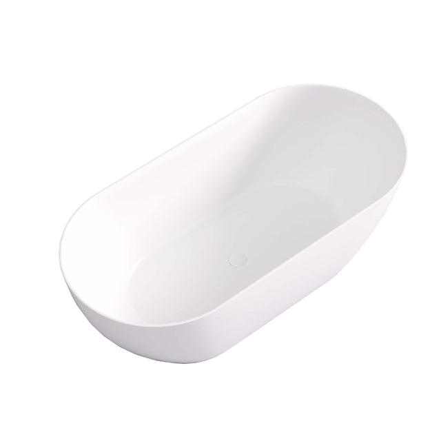 Lukka Freestanding bath ellips Slim freestanding acrylic bathtub by Tilemall in matte white, 1400mm, oval shape