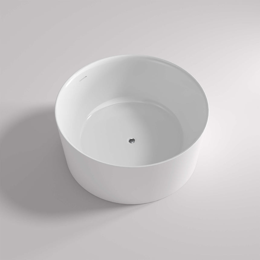 Interior view of Paradiso Lukka freestanding bath 1300x1300mm showing gloss white finish and overflow drainage by Tilemall