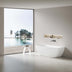 Ellips Back to Wall Free Standing  Acrylic Bath Overflow 1500mm Matt White