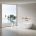Ellips Back to Wall Free Standing  Acrylic Bath Overflow 1700mm Matt White