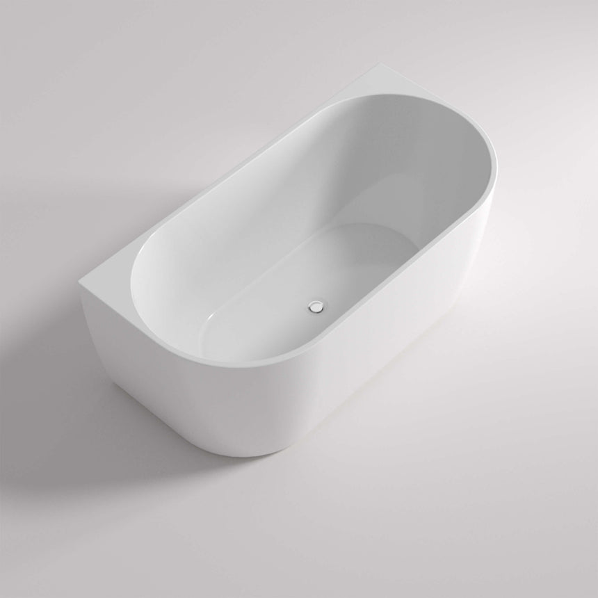 Close-up 1690x790mm of Dover bathtub interior by Tilemall showing smooth white finish and overflow outlet