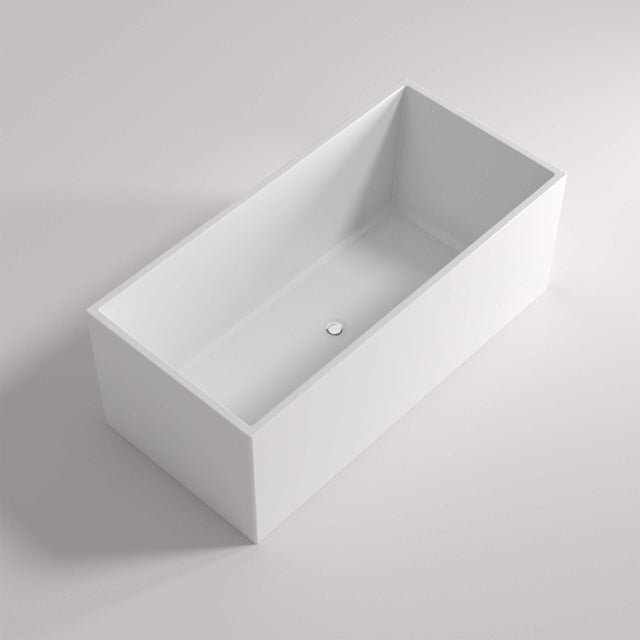 Kliff Multifit freestanding rectangular acrylic bathtub by Tilemall, gloss white, 1400mm with overflow