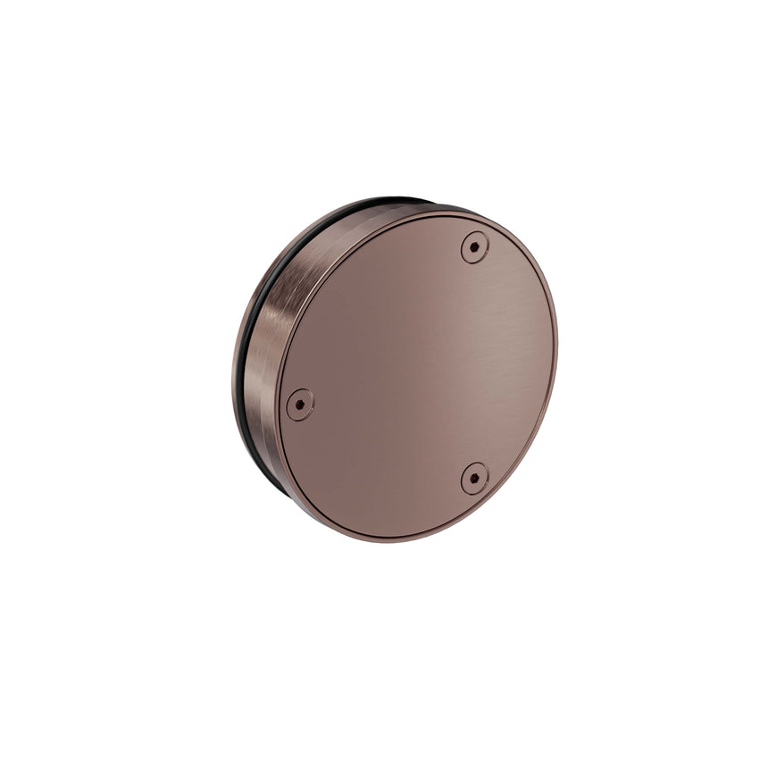 Others 110x110mm front view of Nero brushed bronze round clear out showing circular outlet and mounting holes by Tilemall