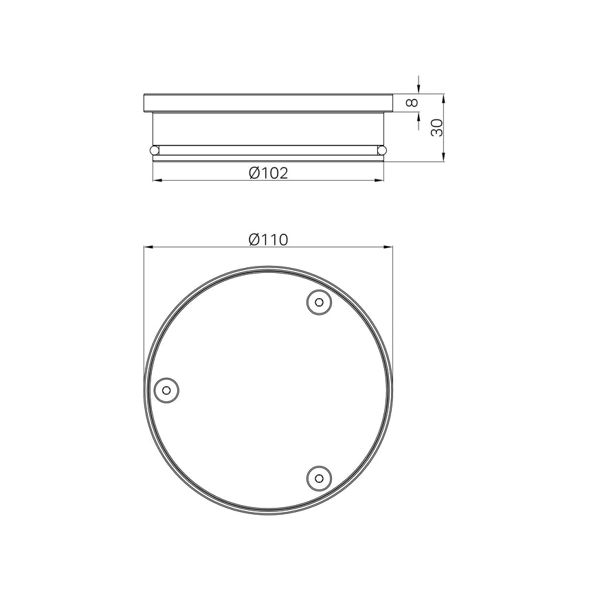 Others technical specifications diagram for Nero clear out showing 110mm diameter and 30mm height by Tilemall