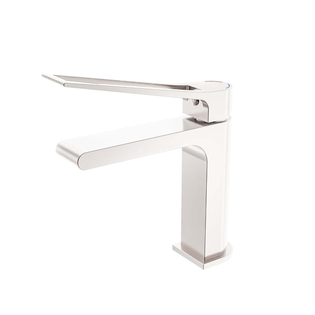 Nero Bianca 184x50mm Care brushed nickel basin mixer by Tilemall with single lever handle