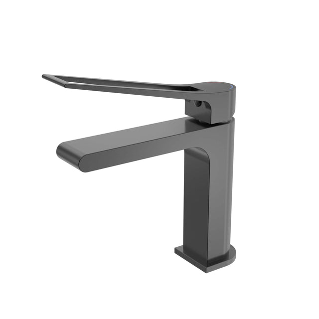Nero Bianca 184x50mm Care basin mixer in gun metal by Tilemall with single lever handle