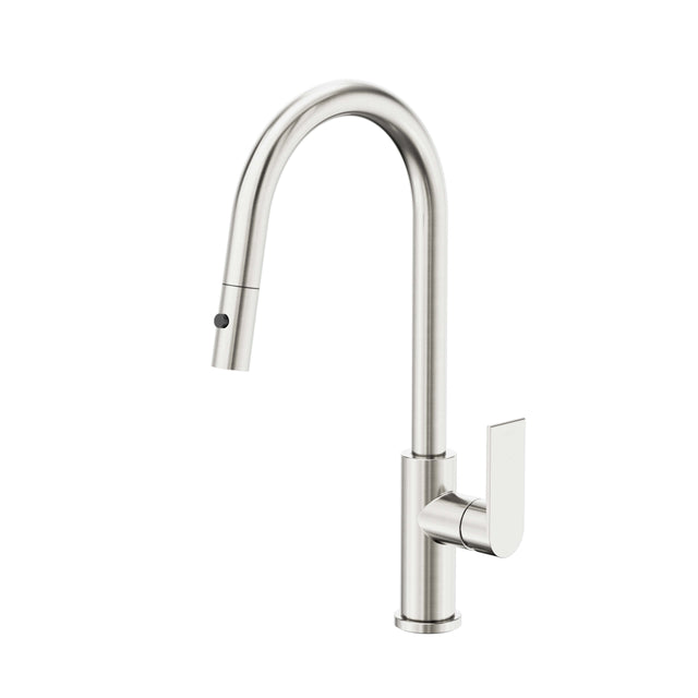 Nero Bianca 265x115mm brushed nickel pull out sink mixer with vegie spray by Tilemall