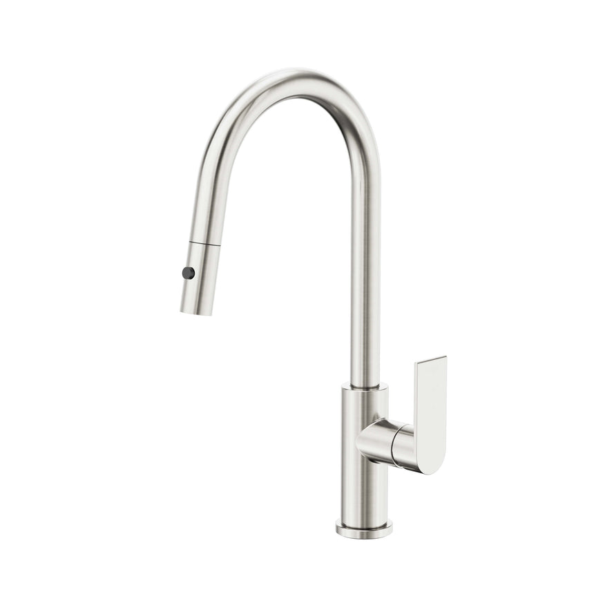 Nero Bianca 265x115mm brushed nickel pull out sink mixer with vegie spray by Tilemall