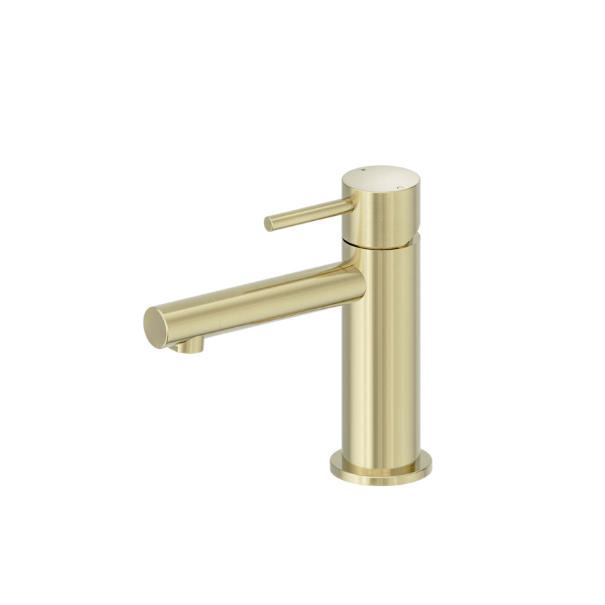 Nero Dolce II 166x52mm brushed gold basin mixer by Tilemall with cylindrical body and single lever handle