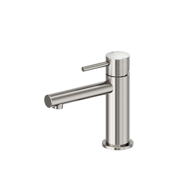 Nero Dolce II 166x52mm brushed nickel basin mixer by Tilemall with cylindrical body and lever handle