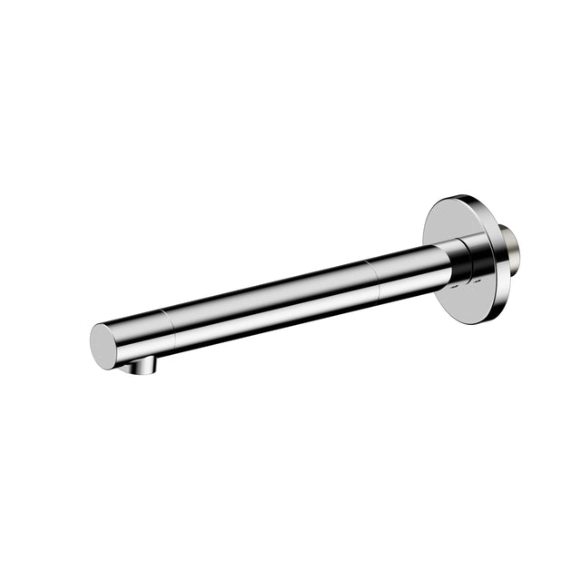 Nero Dolce II 230x60mm chrome bath spout by Tilemall with wall-mounted round flange and curved outlet