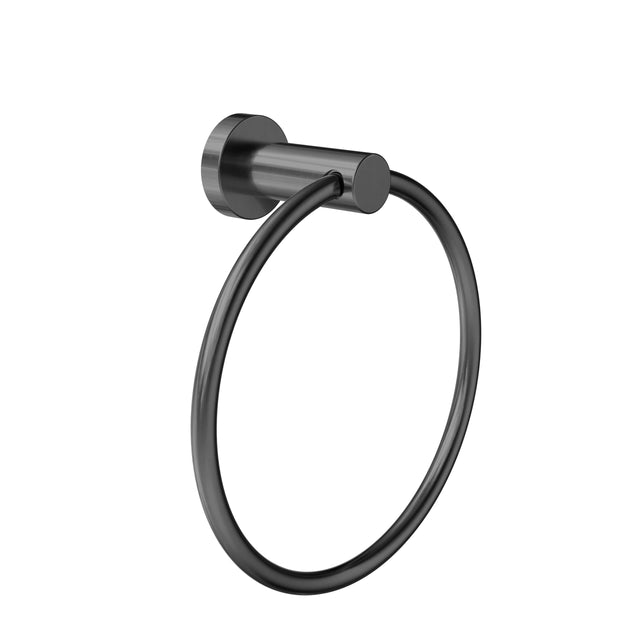 Nero Dolce II 203x186mm hand towel ring in gun metal finish by Tilemall