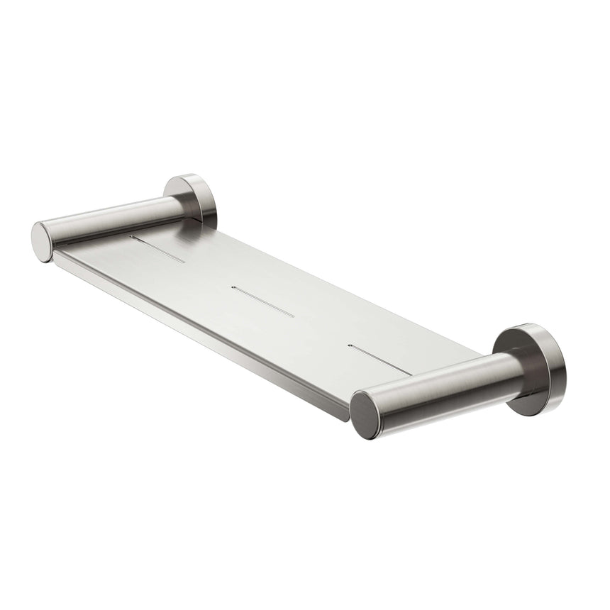 Nero Dolce II 109x366mm brushed nickel metal shower shelf with cylindrical end supports by Tilemall