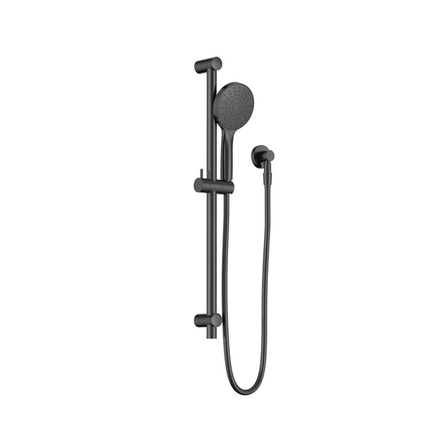 Nero Dolce II 101x272mm gun metal shower rail kit by Tilemall with round head and handheld gun