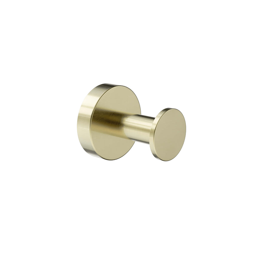 Nero Dolce II 50x50mm robe hook brushed gold on white background by Tilemall