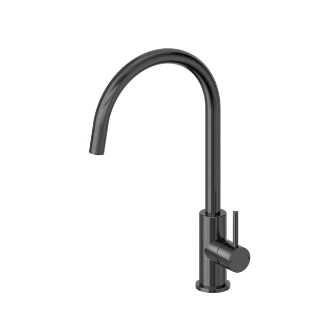 Nero Dolce II 250x100mm gun metal basin mixer by Tilemall with curved spout and single lever handle