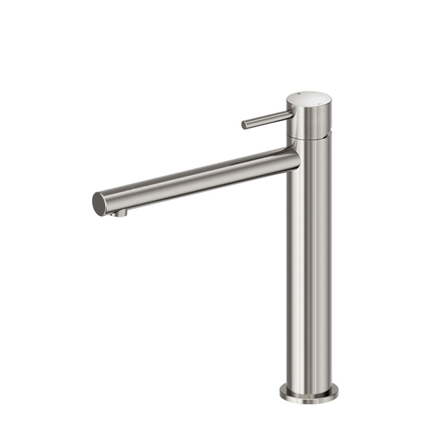 Nero Dolce II 260x52mm tall basin mixer brushed nickel by Tilemall with single lever handle