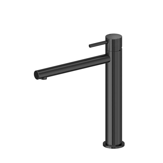Nero Dolce II 260x52mm tall basin mixer gun metal by Tilemall with single lever handle and swivel spout