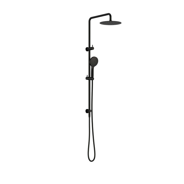Nero Dolce II 546x250mm matte black twin shower rail kit with overhead head and handheld by Tilemall