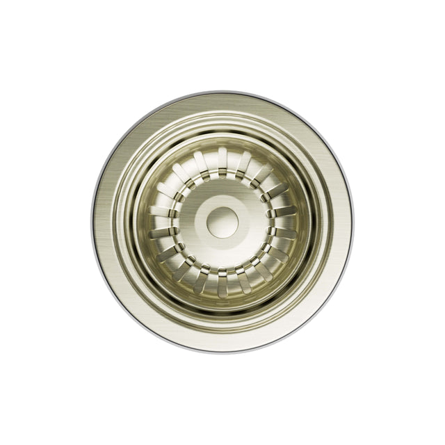 Nero Others 120x120mm kitchen sink basket waste in aged brass, top view by Tilemall