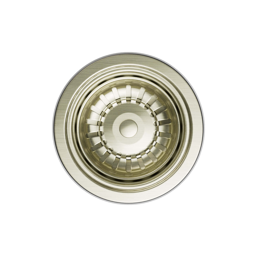 Nero Others 120x120mm kitchen sink basket waste in aged brass, top view by Tilemall