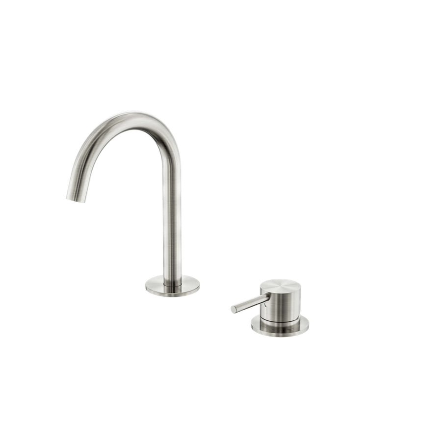 Nero Mecca 174x220mm brushed nickel hob basin mixer set with arc spout and lever handle by Tilemall