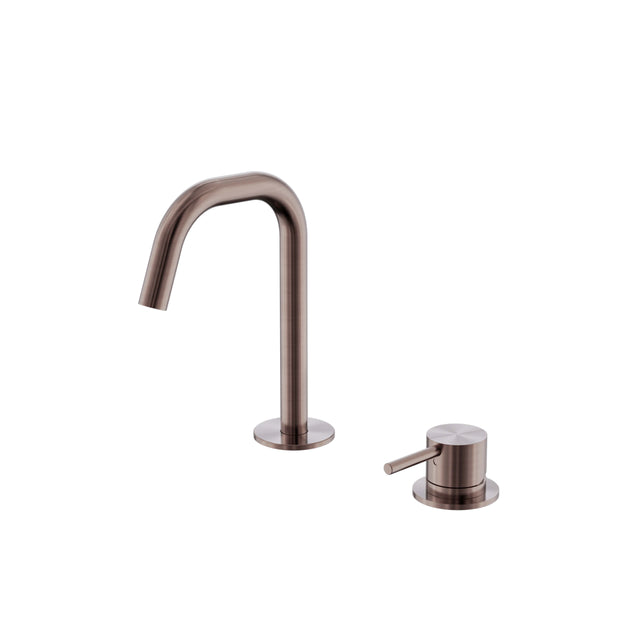 Nero Mecca 174x220mm brushed bronze hob basin mixer set with edge spout and separate lever handle by Tilemall