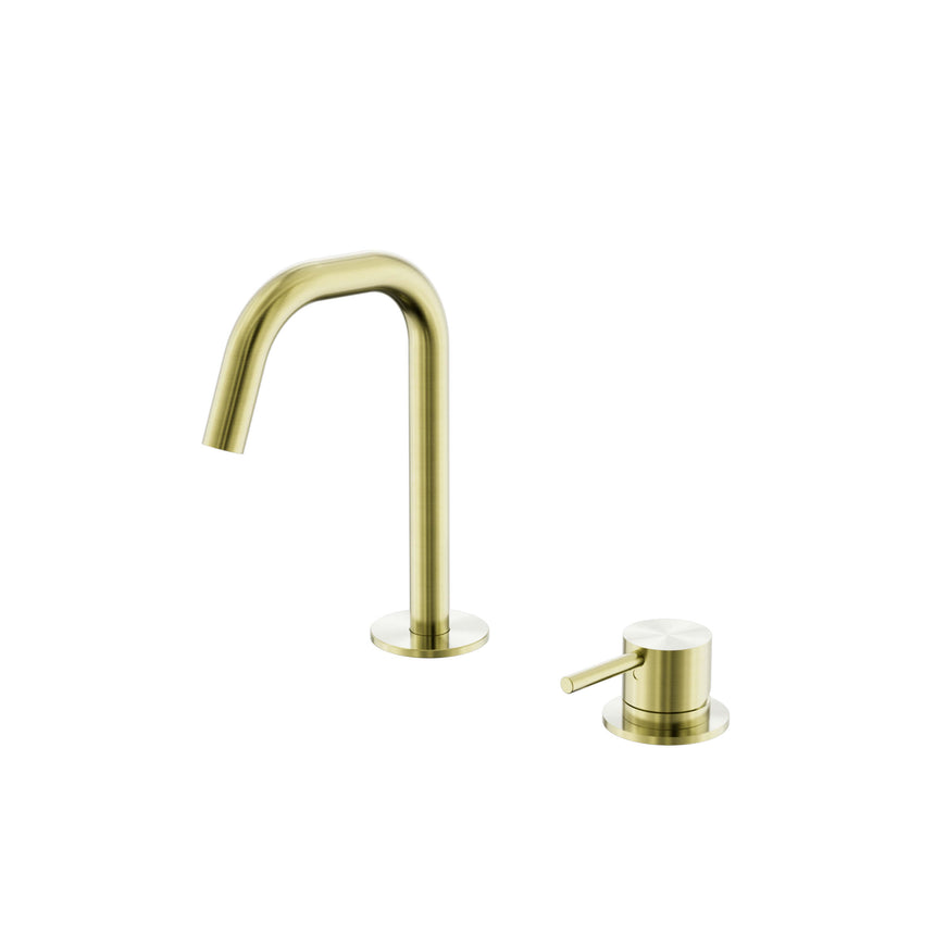 Nero Mecca 174x220mm brushed gold hob basin mixer set with edge spout and round lever handle by Tilemall