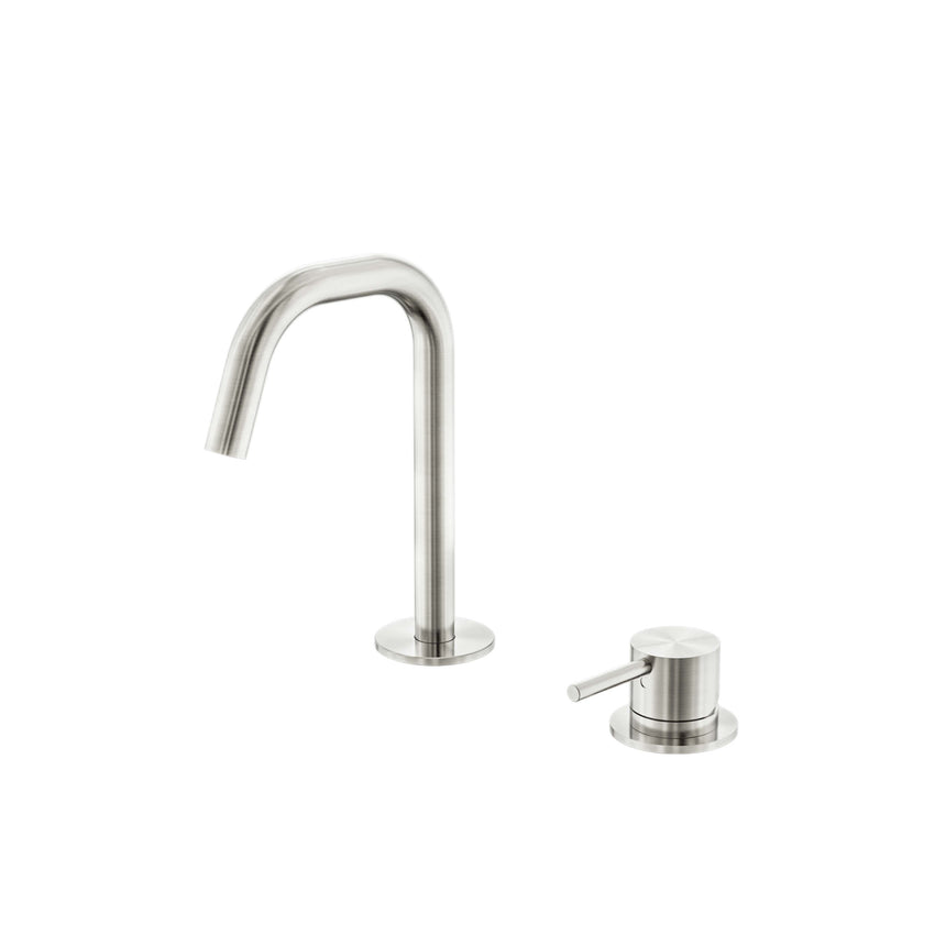 Nero Mecca 174x220mm brushed nickel hob basin mixer set with edge spout and lever handle by Tilemall