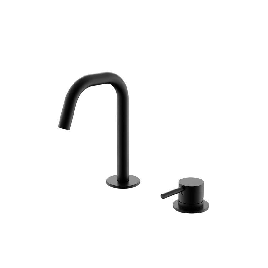 Nero Mecca 174x220mm matte black hob basin mixer set with edge spout and round handle by Tilemall