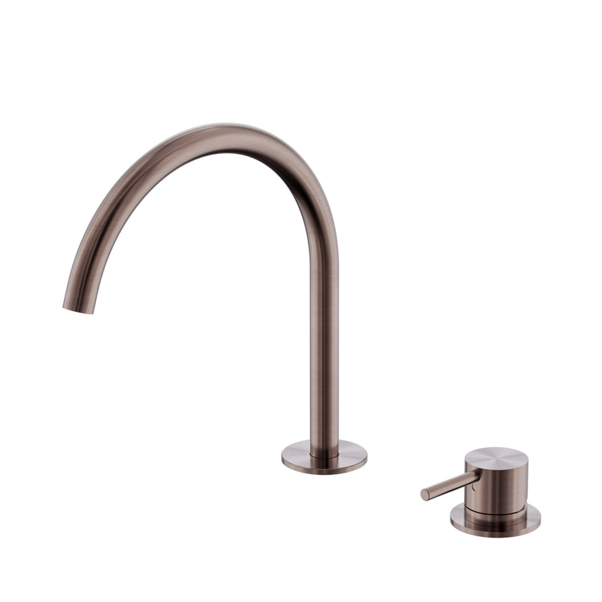 Nero Mecca 260x220mm brushed bronze hob bath mixer set with arc spout and lever handle by Tilemall