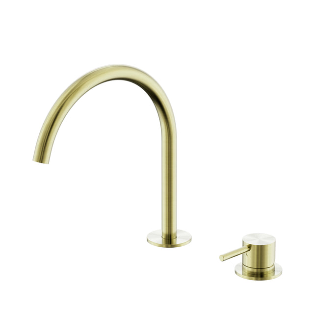 Nero Mecca 260x220mm brushed gold hob bath/kitchen mixer set with arc spout by Tilemall