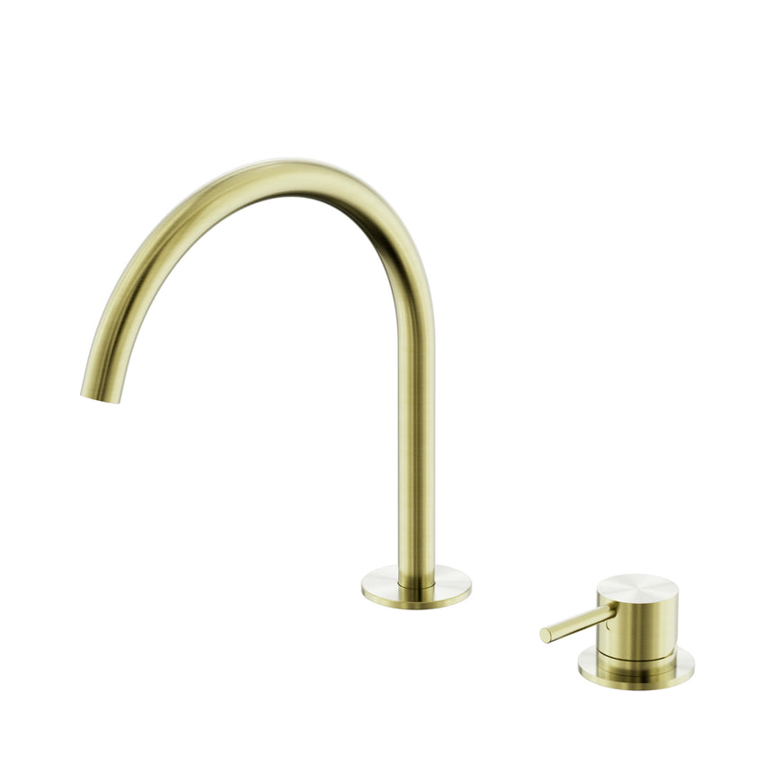 Nero Mecca 260x220mm brushed gold hob bath/kitchen mixer set with arc spout by Tilemall