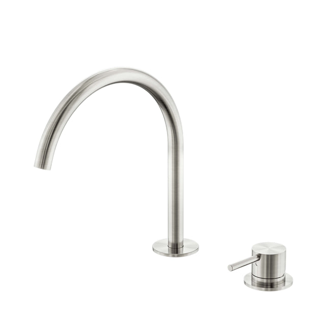 Nero Mecca 260x220mm brushed nickel hob bath mixer set with arc spout and lever handle by Tilemall